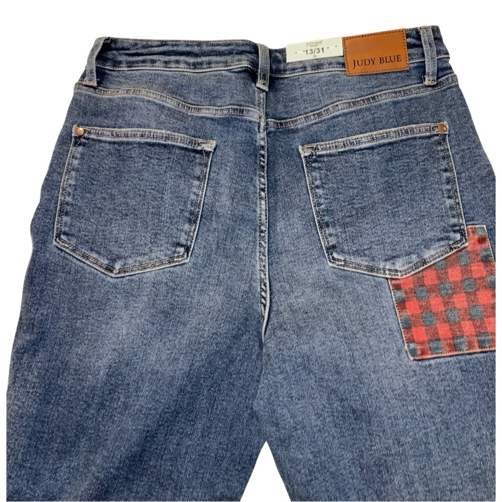 Judy Blue High Waist Slim Fit Jeans Buffalo Plaid PocketStretch Denim Size 13/31 - Picture 4 of 8